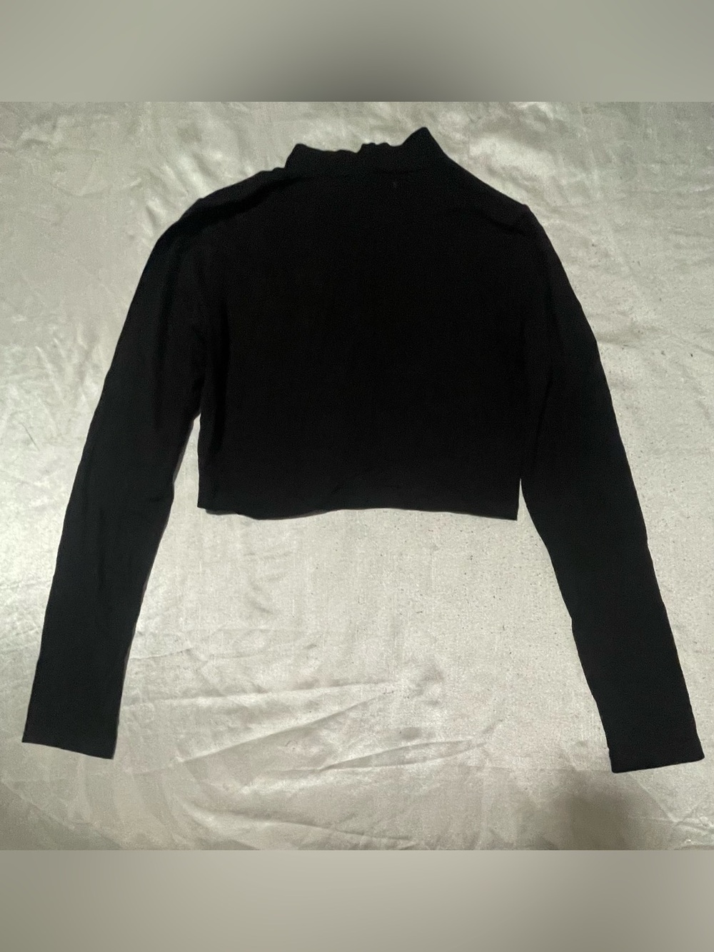 Forever 21 Black Cropped Long-Sleeve Mock Neck Top